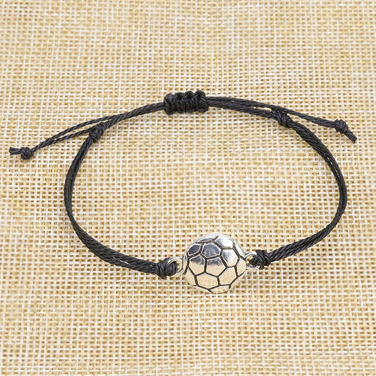 WATERPROOF WAX THREAD WOVEN FOOTBALL BRACELET