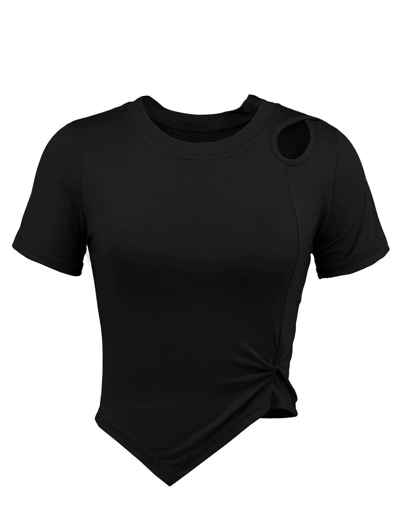 Casual Slim Fit Cropped Knit Solid Color T-Shirt