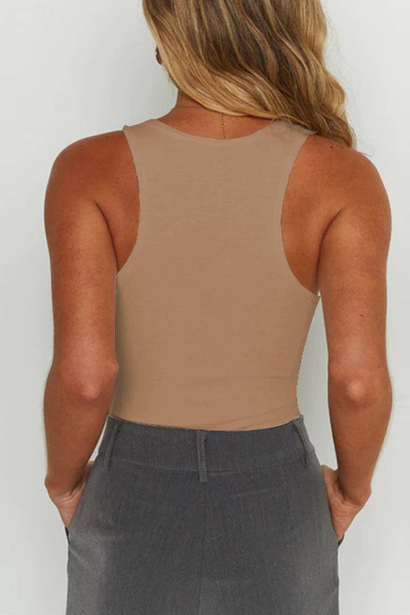 CWSBSSL0109_U-NECK BODYCON COTTON RIB RACERBACK BODYSUIT