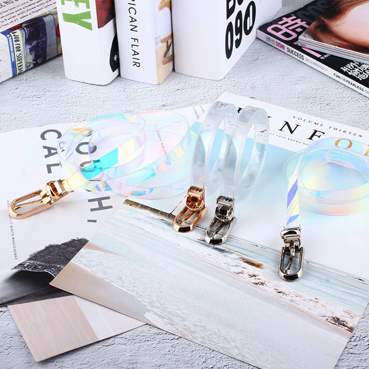 CWABE0963_SUMMER LADIES TRANSPARENT COLORFUL THIN BELT