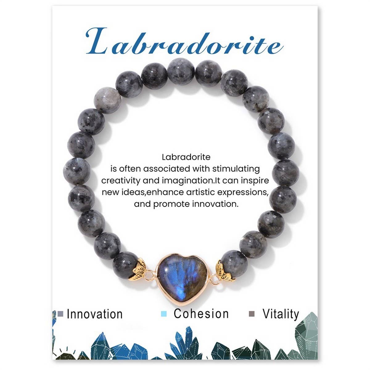 FASHIONABLE HEART STONE BEADED BRACELET