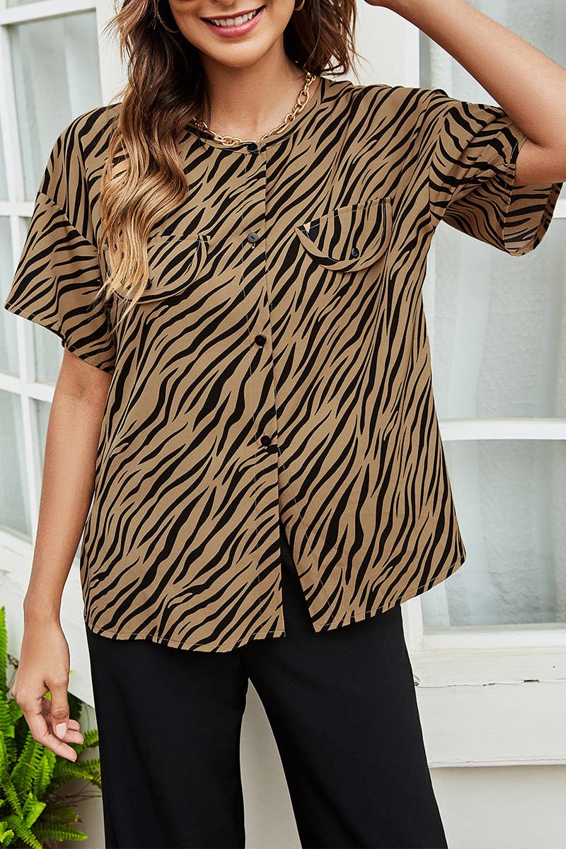 CWTTS1425_FASHION LOOSE HEM SLIT CASUAL T-SHIRT