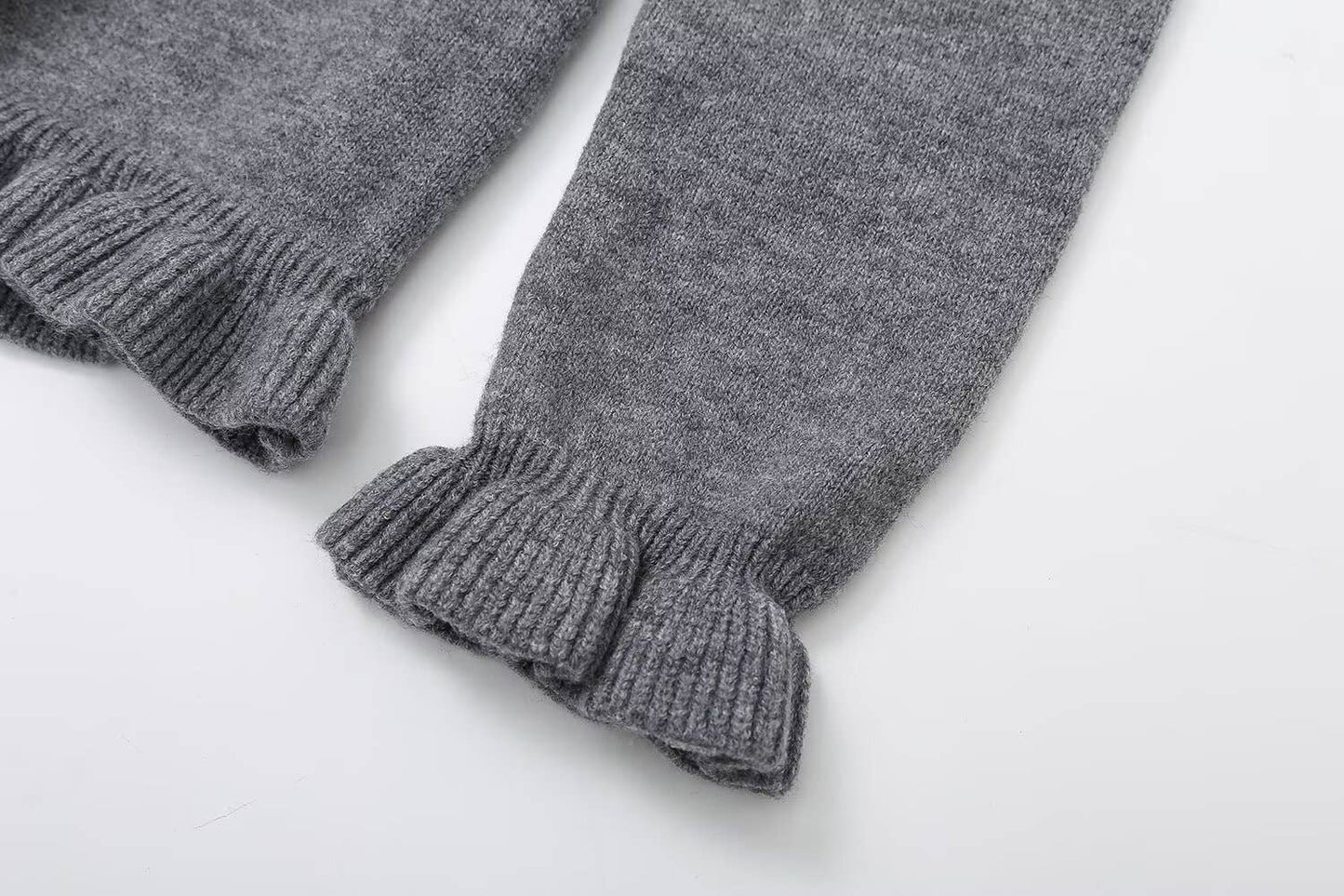 CASUAL LAYERED EMBELLISHED CREW-NECK KNIT COAT