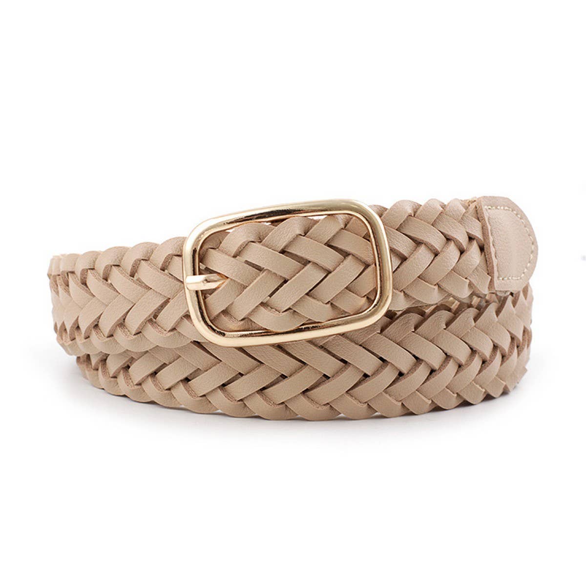CWABE0385_SQUARE BUCKLE HANDWOVEN THIN BELT FOR WOMEN