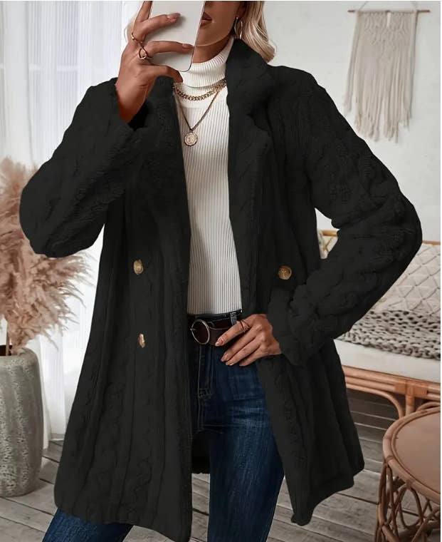 COMFORTABLE CASUAL WARM SUIT COLLAR FUR COAT