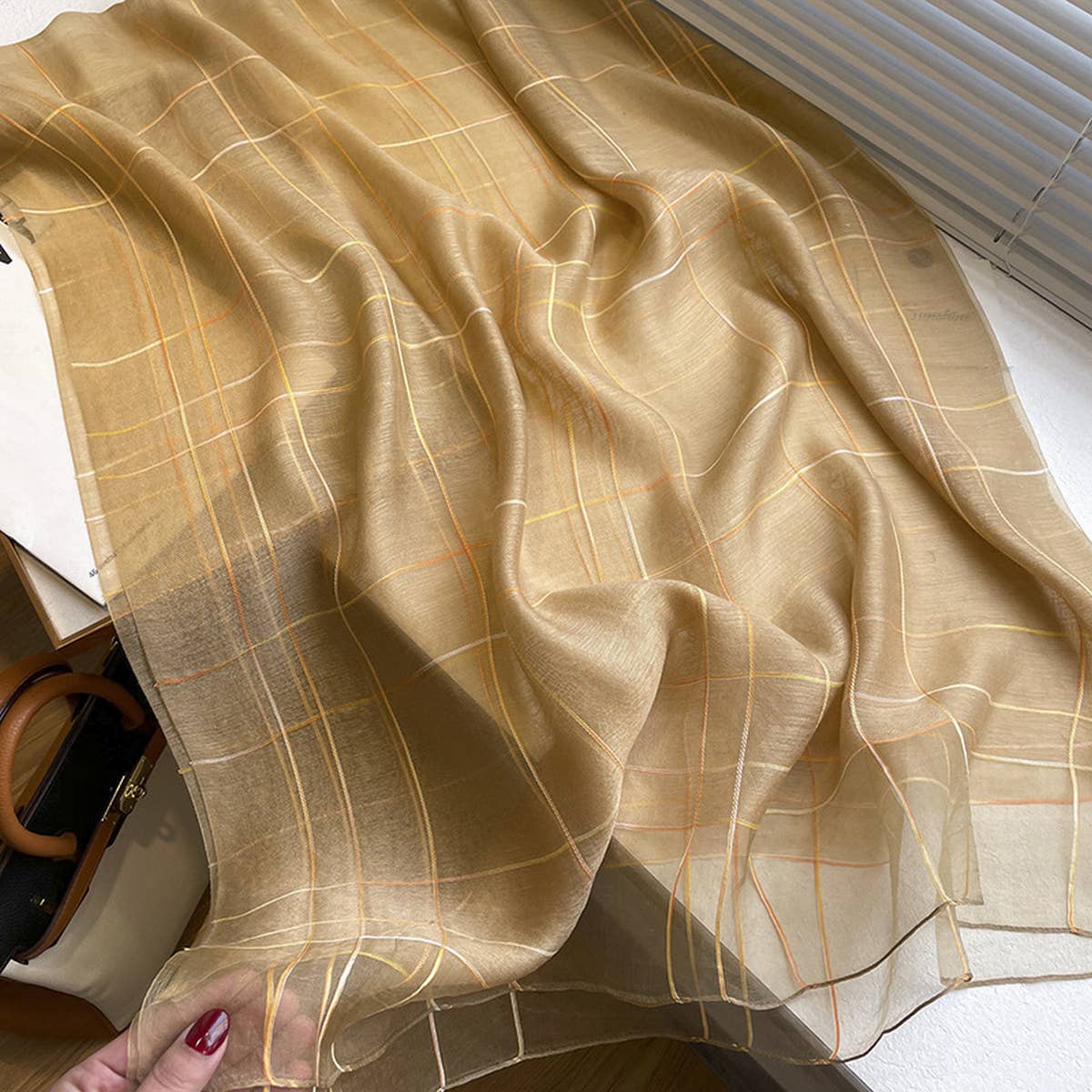 Minimal Stripe Silk Wool Scarf ? Lightweight Shawl