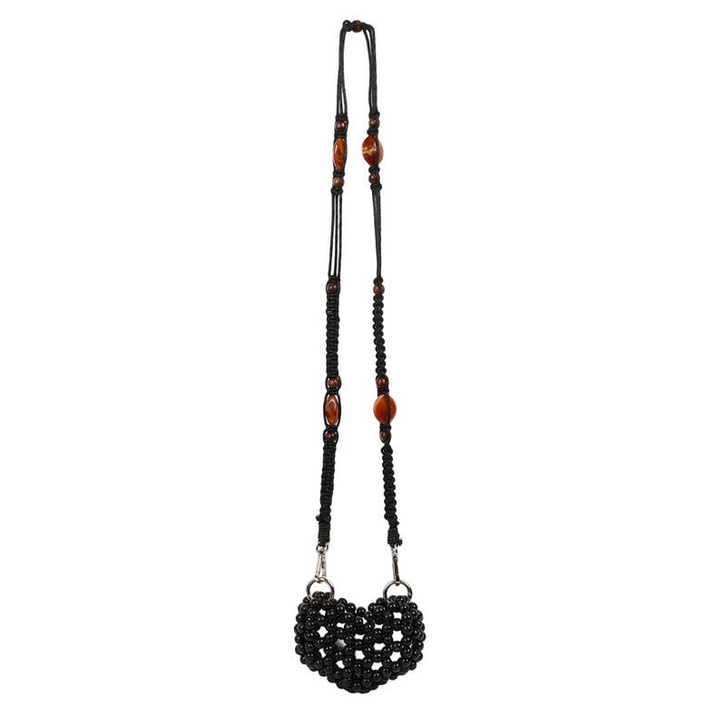 Hollowed-out and colorful beaded crossbody bag