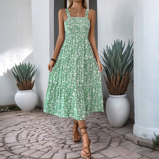 Floral sleeveless sundress sweet country style