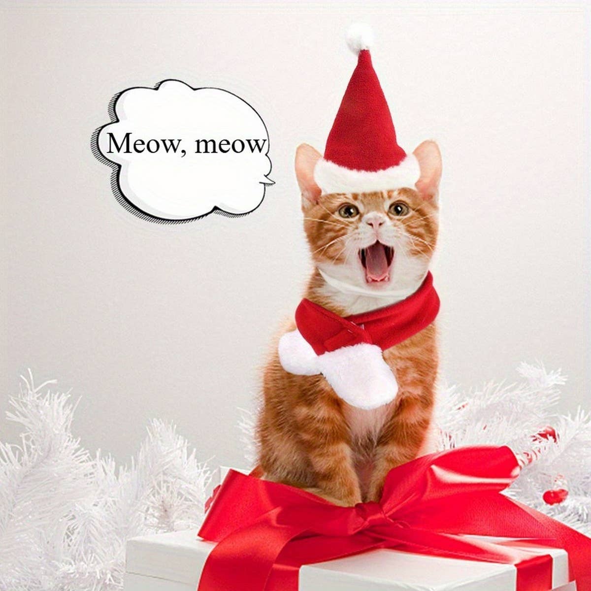 CWAH4068_CHRISTMAS PET DECORATION SUPPLIES PLUSH HAT SET