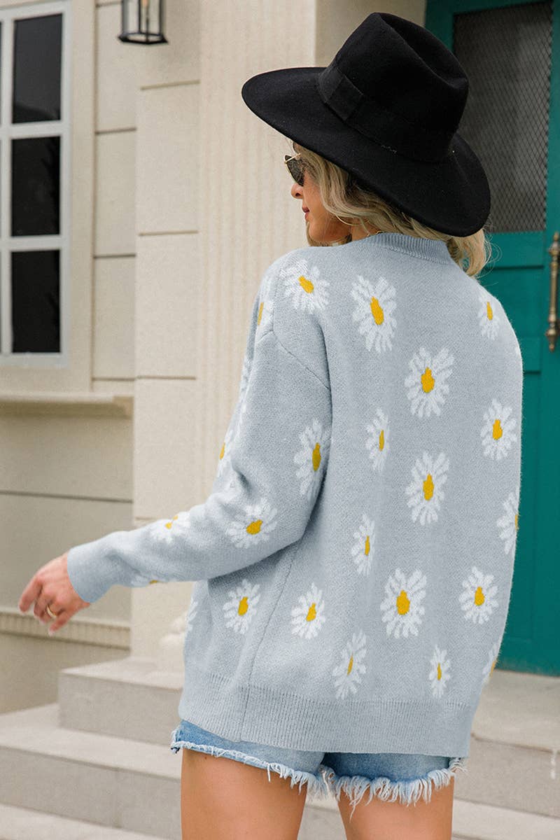 DAISY JACQUARD SINGLE BREASTED SHORT CARDIGAN