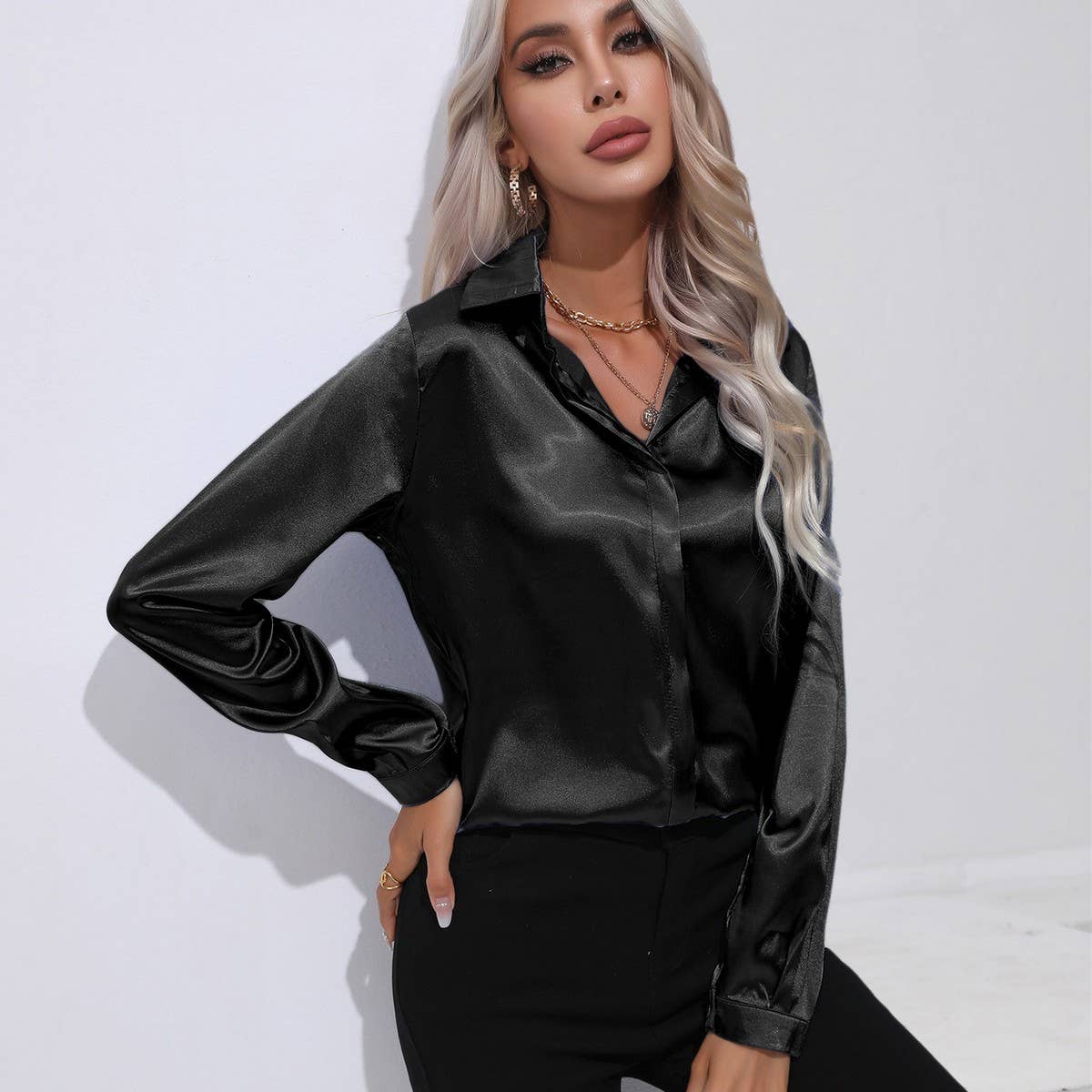 A button color shirt shirt long sleeve shirt