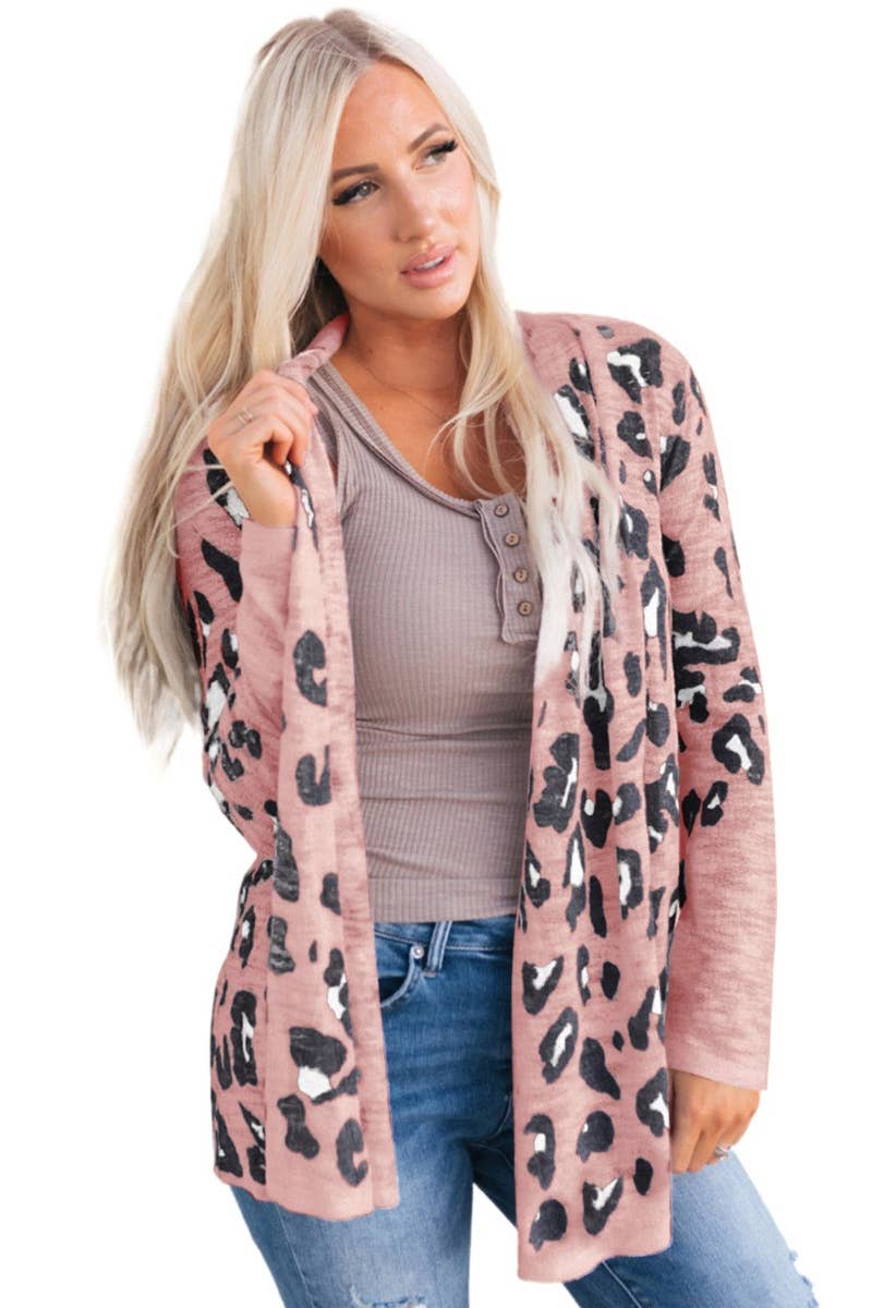 CWOCO1083_AUTUMN LEOPARD PRINT LONG SLEEVE CARDIGAN COAT
