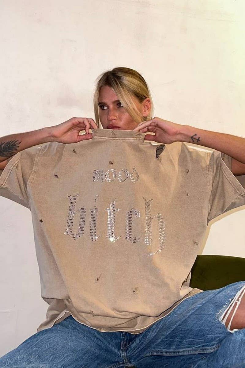 CWTTS1283_LETTER HOLE LOOSE SHORT-SLEEVED T-SHIRT