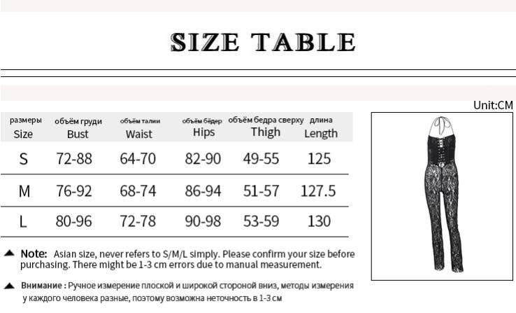 CWSJS1291_SEXY LACE HOLLOW HALTER NECK STRAP TOP JUMPSUIT