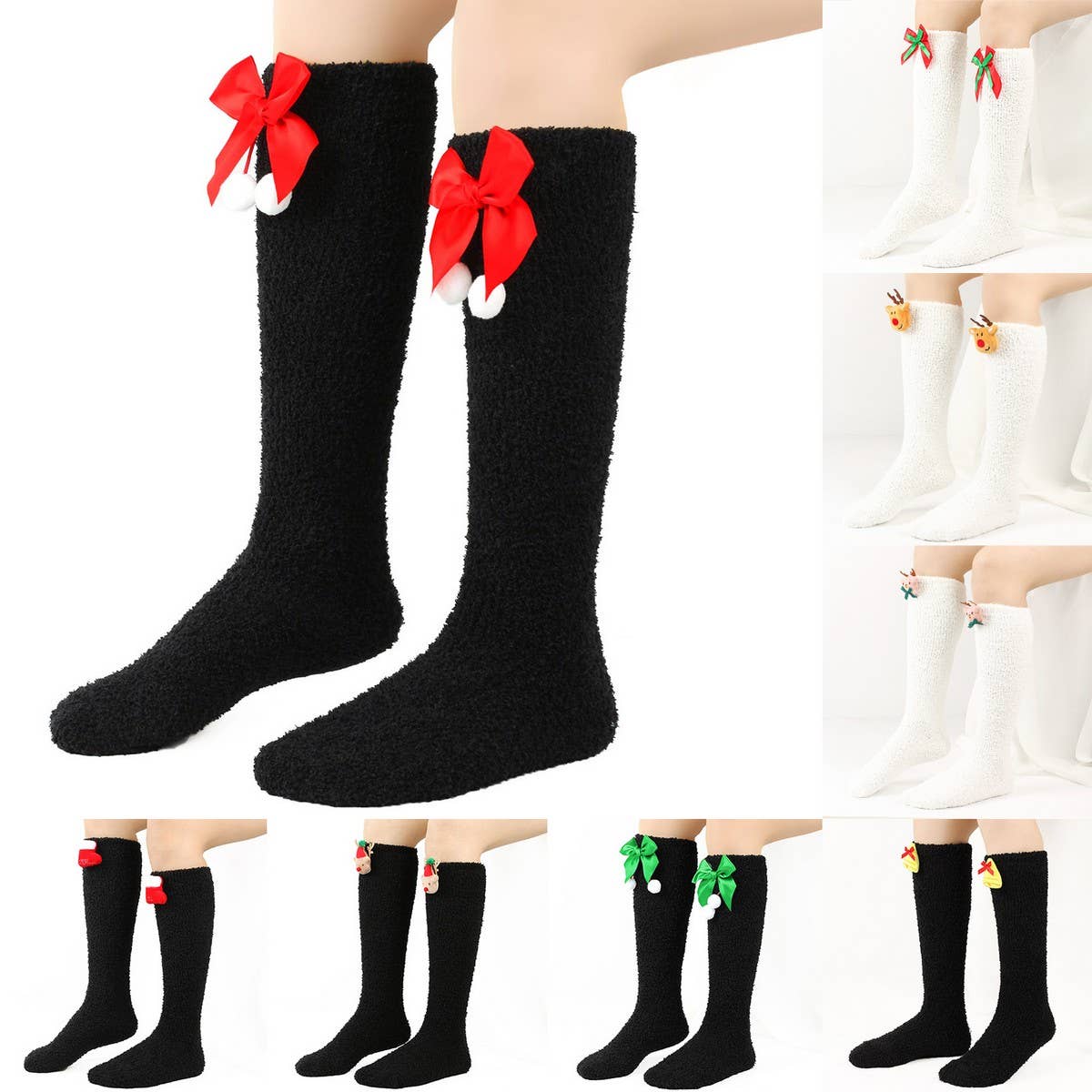 CWMS02684_CHRISTMAS KNEE HIGH SOCKS WARM LEG WARMERS
