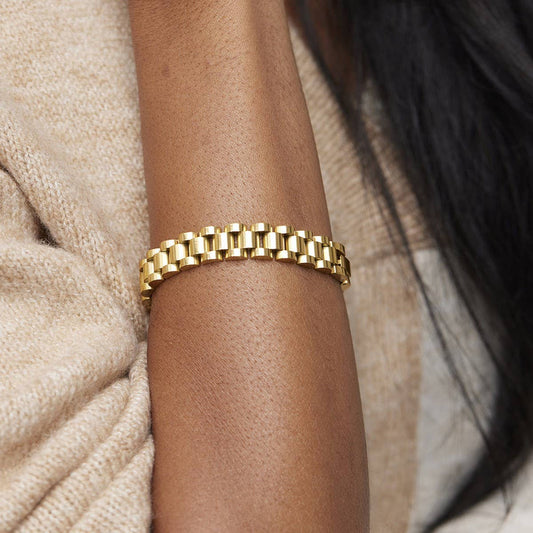 Stainless steel gold plated wristband bracelet_CWMM5734