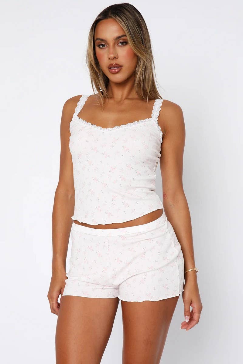 CWSTB1435_KNITTED STRIPE PRINT SUSPENDER LACE SHORTS SET