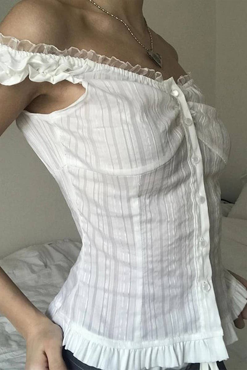 CWTTSL0522_FRENCH STYLE BUTTONED WAIST SLIMMING HOTTIE TOP