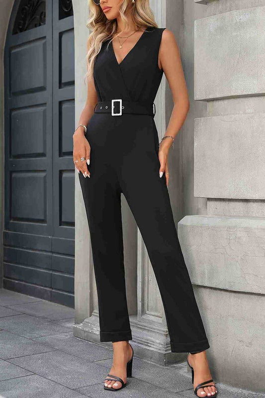 CWSBSSL0131_COMMUTER FASHION KNITTED CROSS COLLAR JUMPSUIT