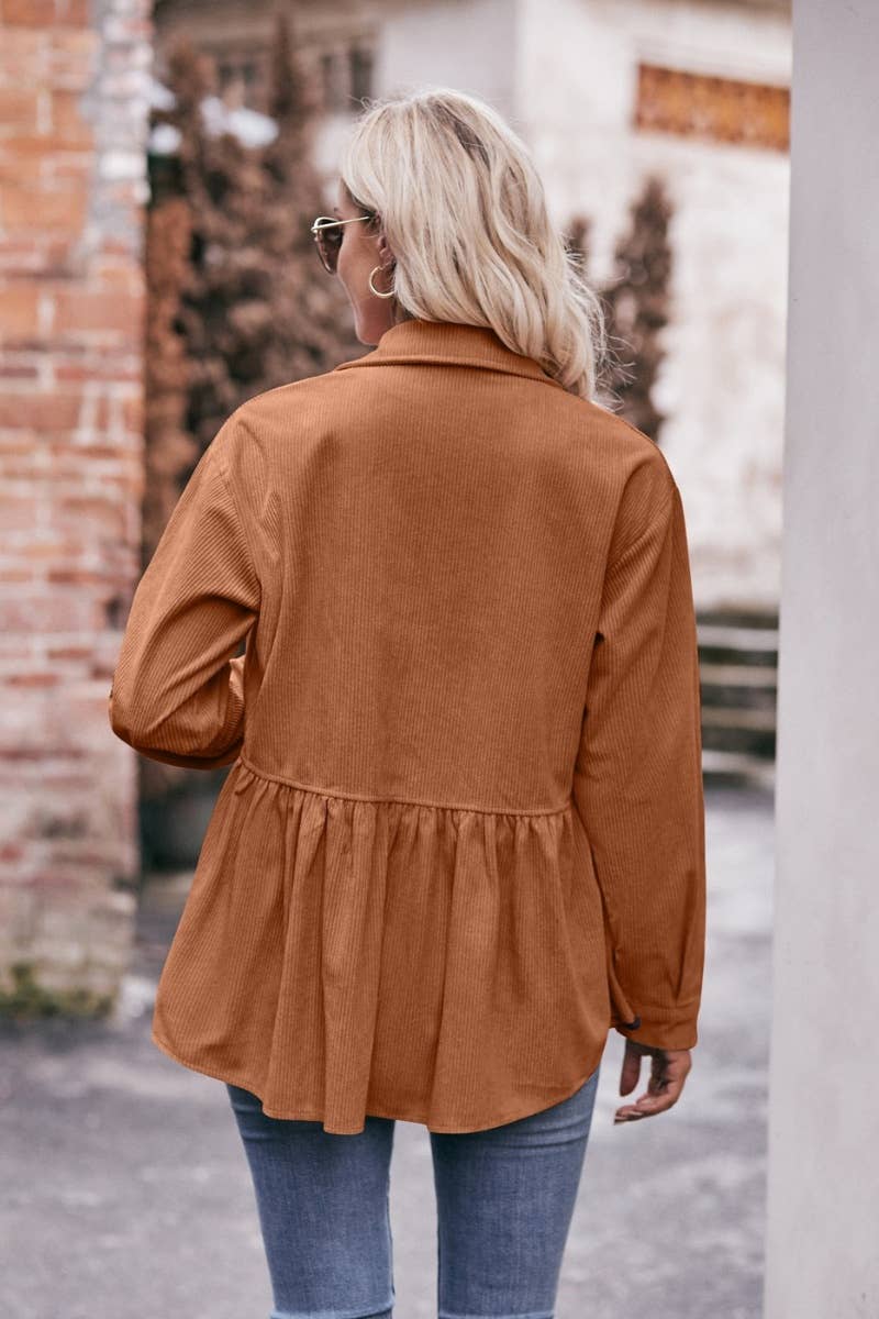 CWTSTL2189_AUTUMN POCKET CORDUROY LONG-SLEEVED SHIRT