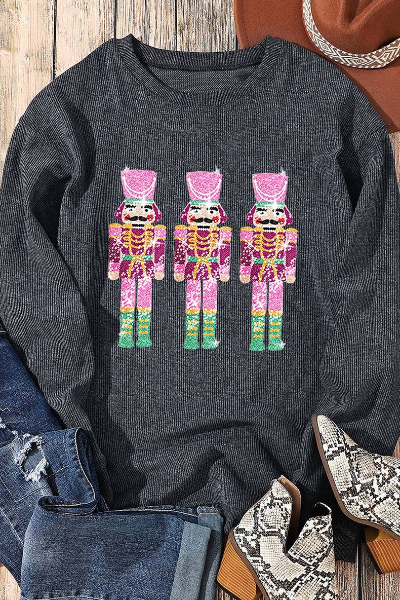 CREW NECK TREND SEQUIN PATCHWORK LOOSE HOODIE