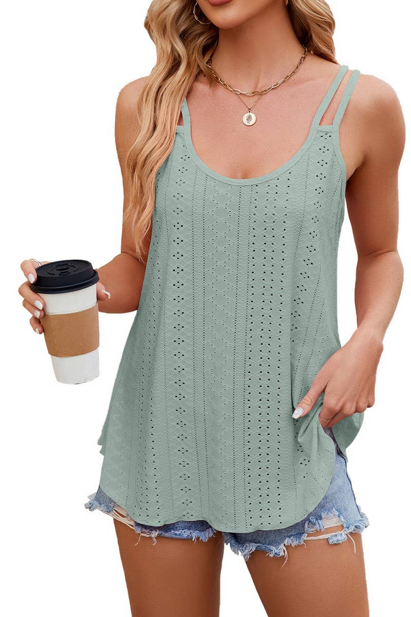 CWTTSL0323_SOLID COLOR ROUND NECK WOMEN'S BOTTOMING VEST TOP