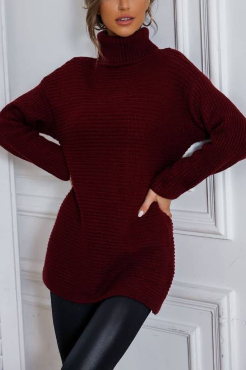 CWOSWL6432_WINTER TURTLENECK LONG SLEEVE SWEATER LONG STYLE
