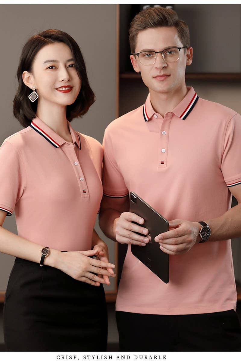 CWTBLS02445_LAPEL POLO SHIRT SHORT SLEEVE CASUAL TOP