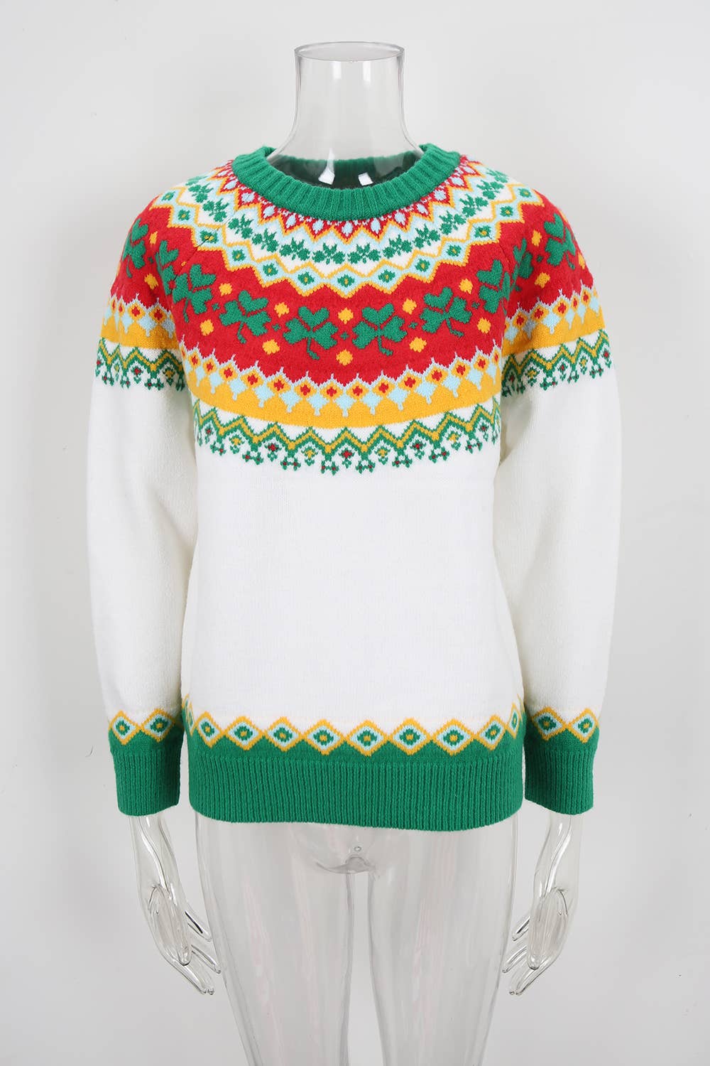 Christmas jacquard round-neck pullover sweater