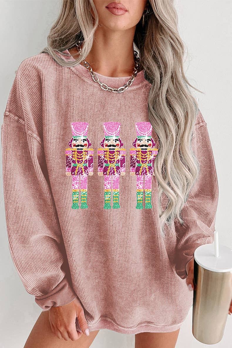 CREW NECK TREND SEQUIN PATCHWORK LOOSE HOODIE