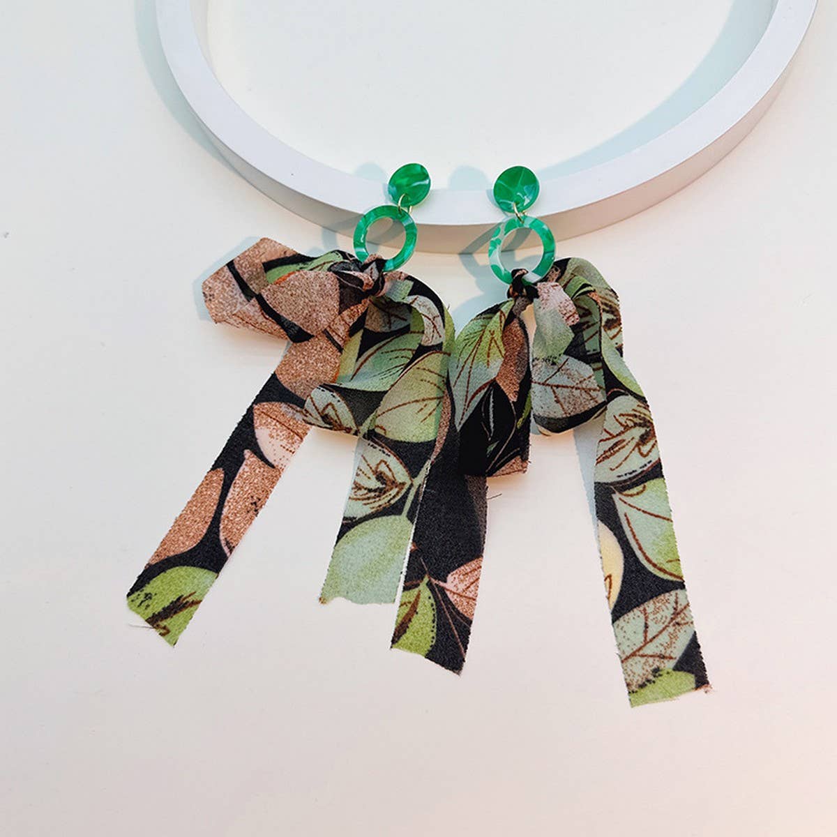 Bold Bow Tassel Earrings Handmade Statement Drops_CWMM6166