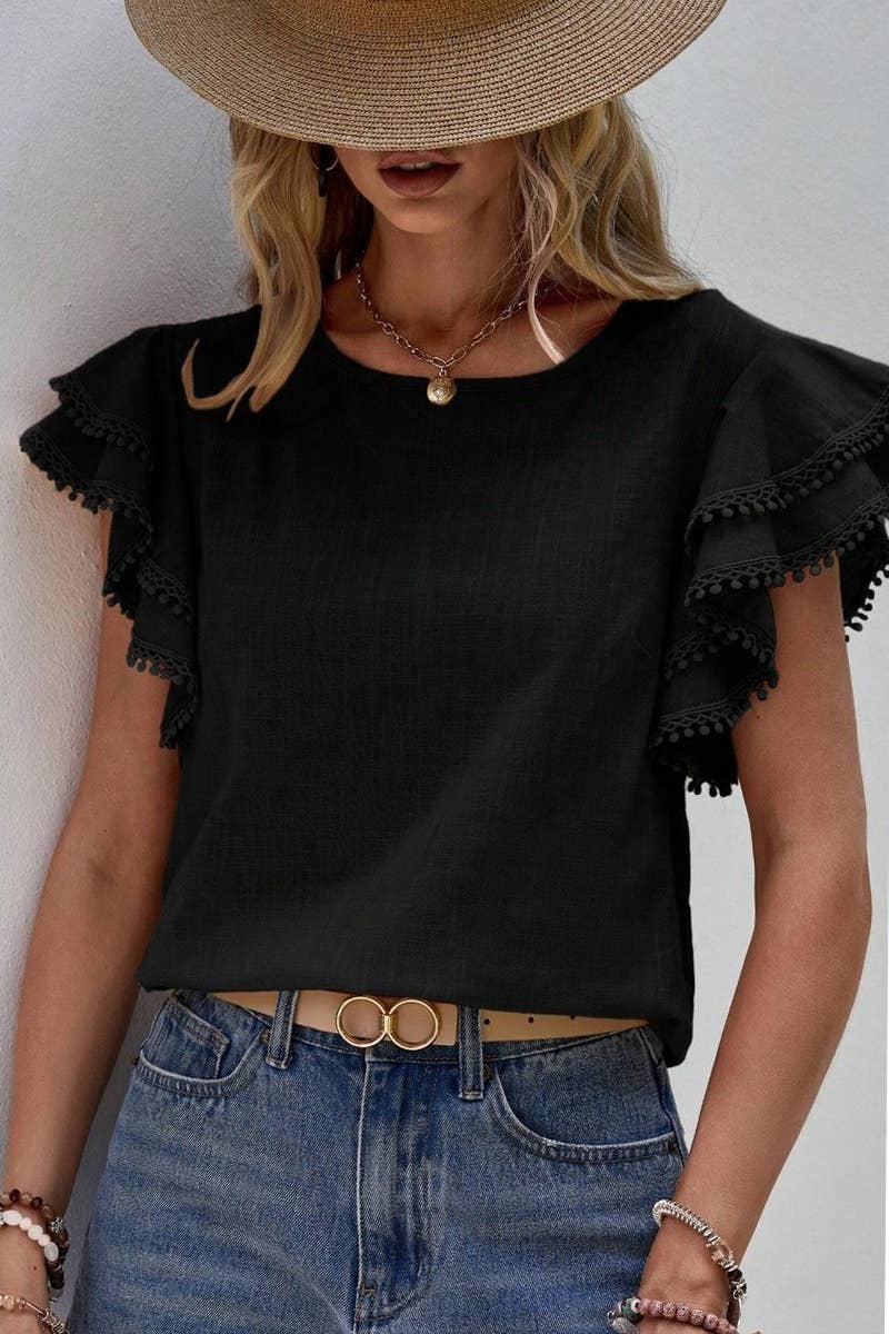 CWTSTS0665_WOMEN'S CASUAL ROUND NECK SUMMER LOOSE SHIRT