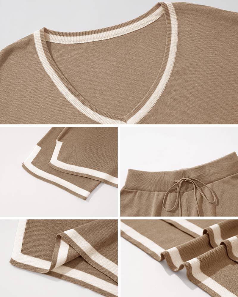 CASUAL LOOSE V-NECK SWEATER SET