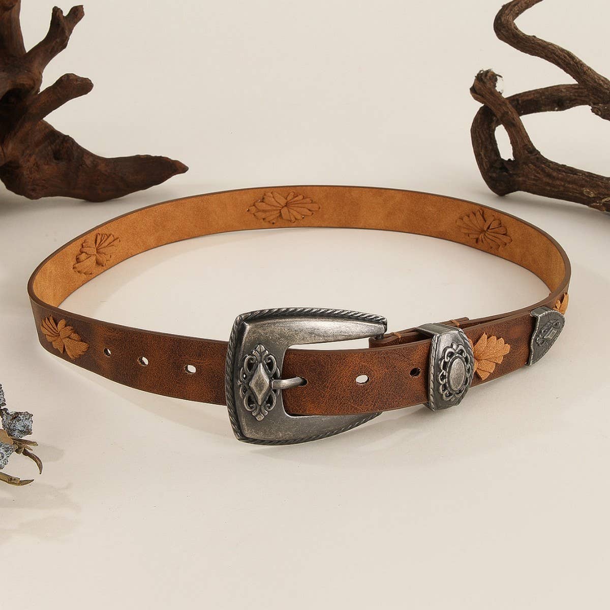 DENIM STYLE HAND-WOVEN STRING PUNK STYLE RIVET BELT