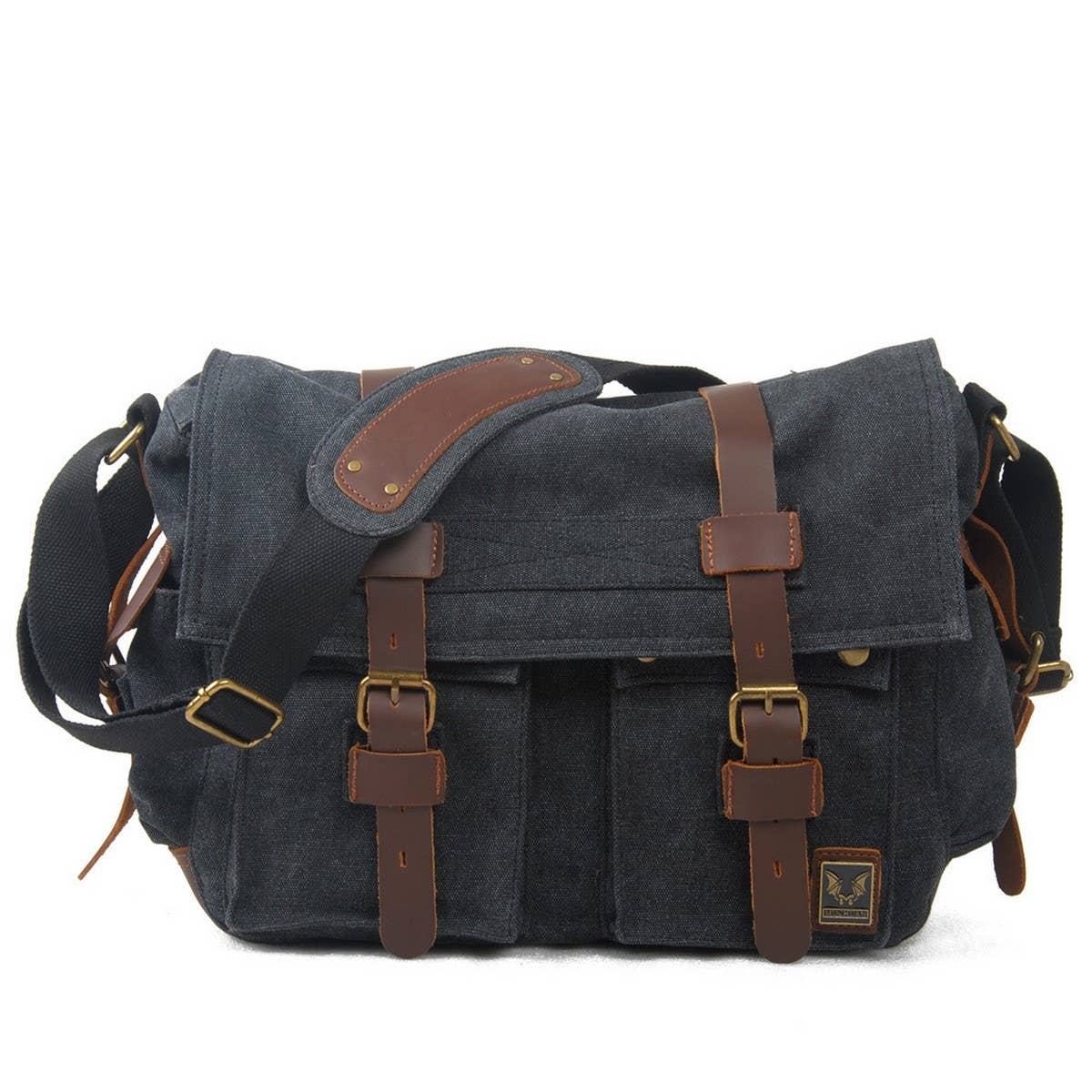 Retro Canvas Satchel Bag with Crazy Horse Leather_CWAB5555