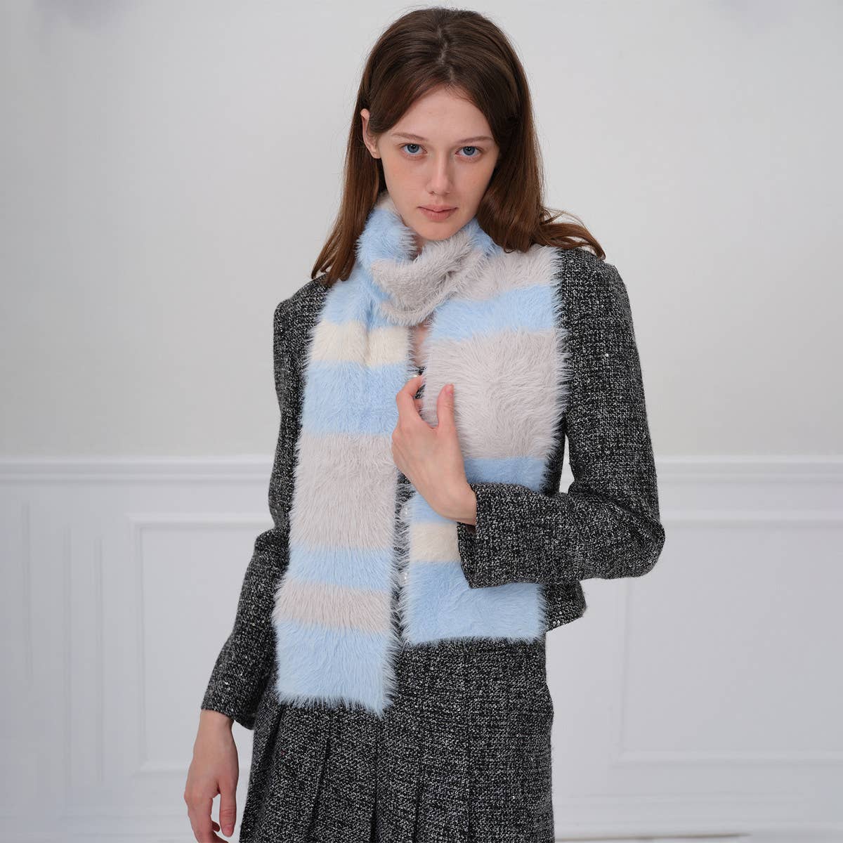 Chic Faux Mink Fur Knit Scarf for Winter_CWASC1284