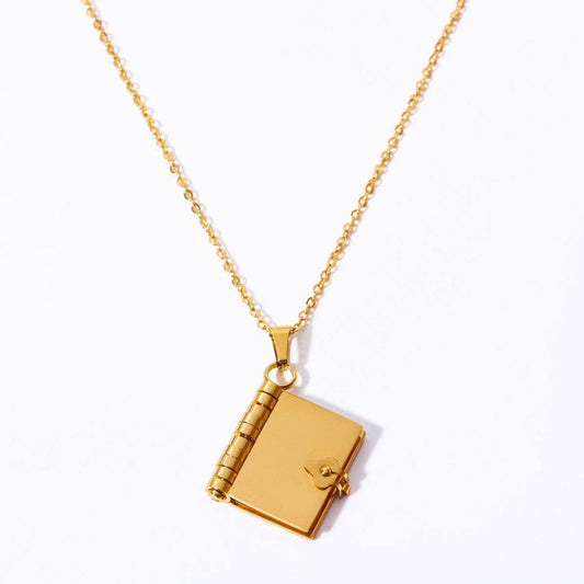 Couple Open and Close Book Pendant Necklace