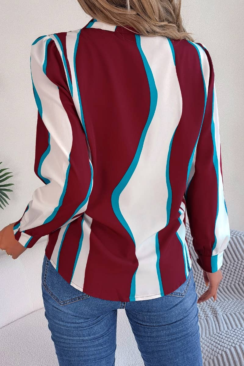 CWTDSL0085_CASUAL STRIPED SUIT COLLAR LONG-SLEEVED SHIRT