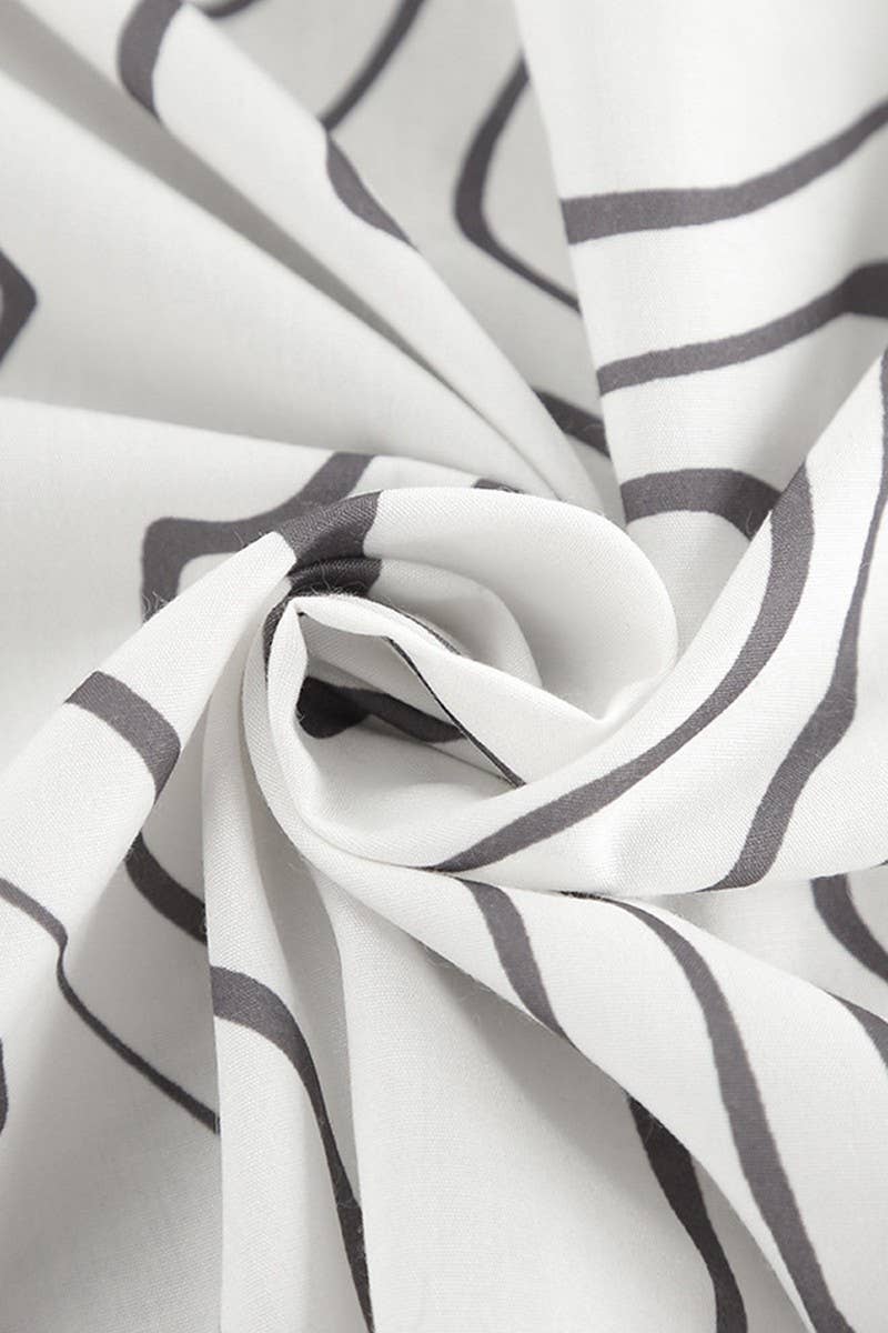 CWSPJ0363_PRINTED LACE-UP PAJAMAS THREE-PIECE SET