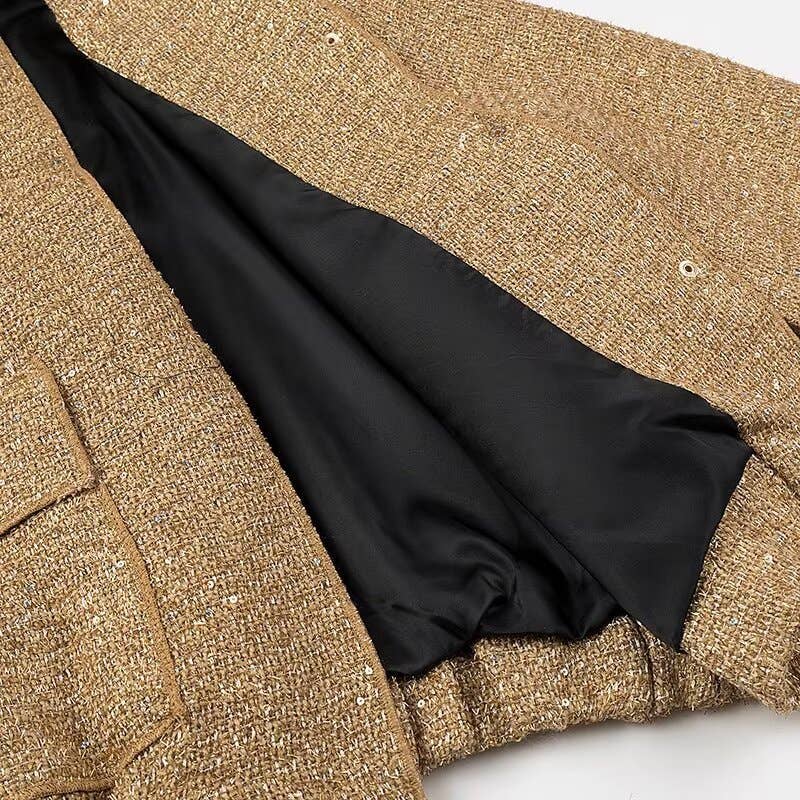 Beaded decorated stand-up collar jacket