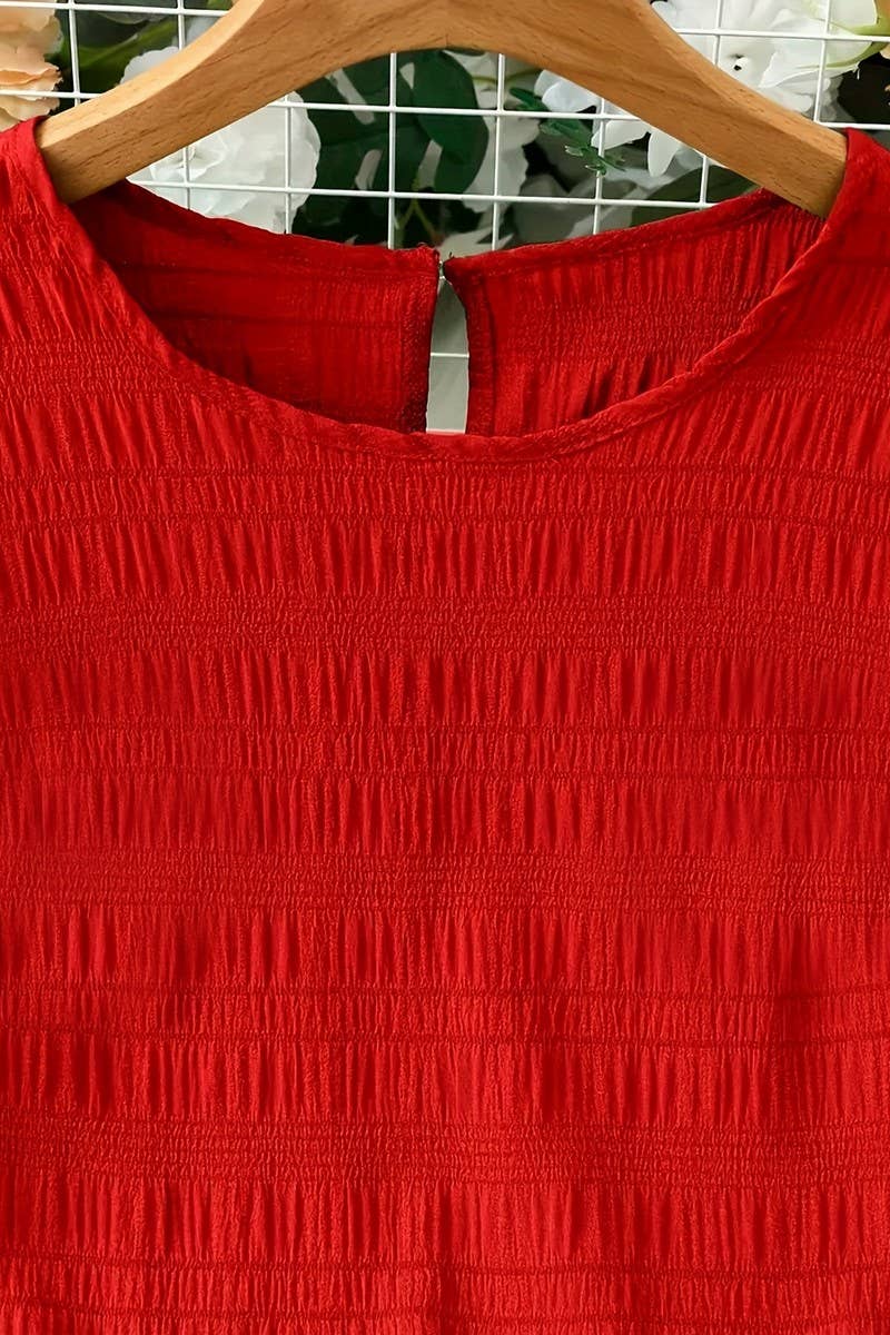 CWDSD10527_SUMMER ELEGANT WAIST SLEEVELESS RUFFLE DRESS