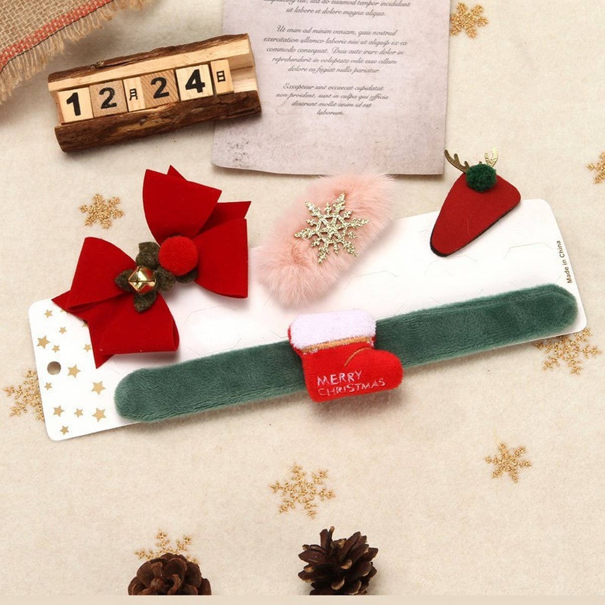 CHRISTMAS GIFT CLAPPING RING SET HAIRPIN DECORATION