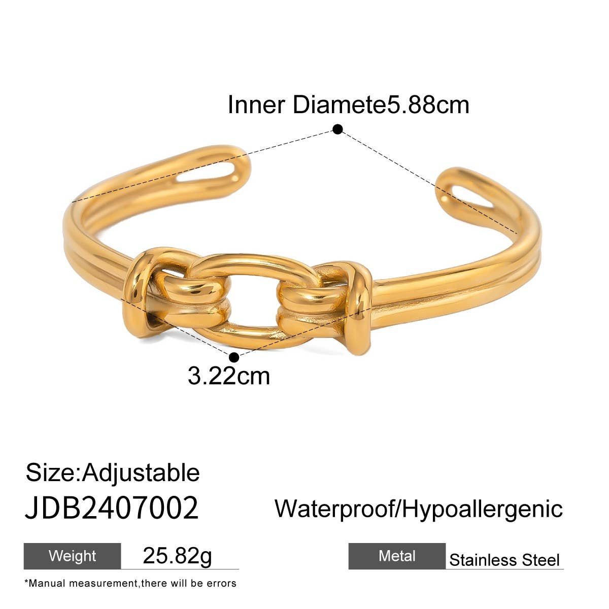 Vintage 18K Gold Double Knot Cross Rope Cuff