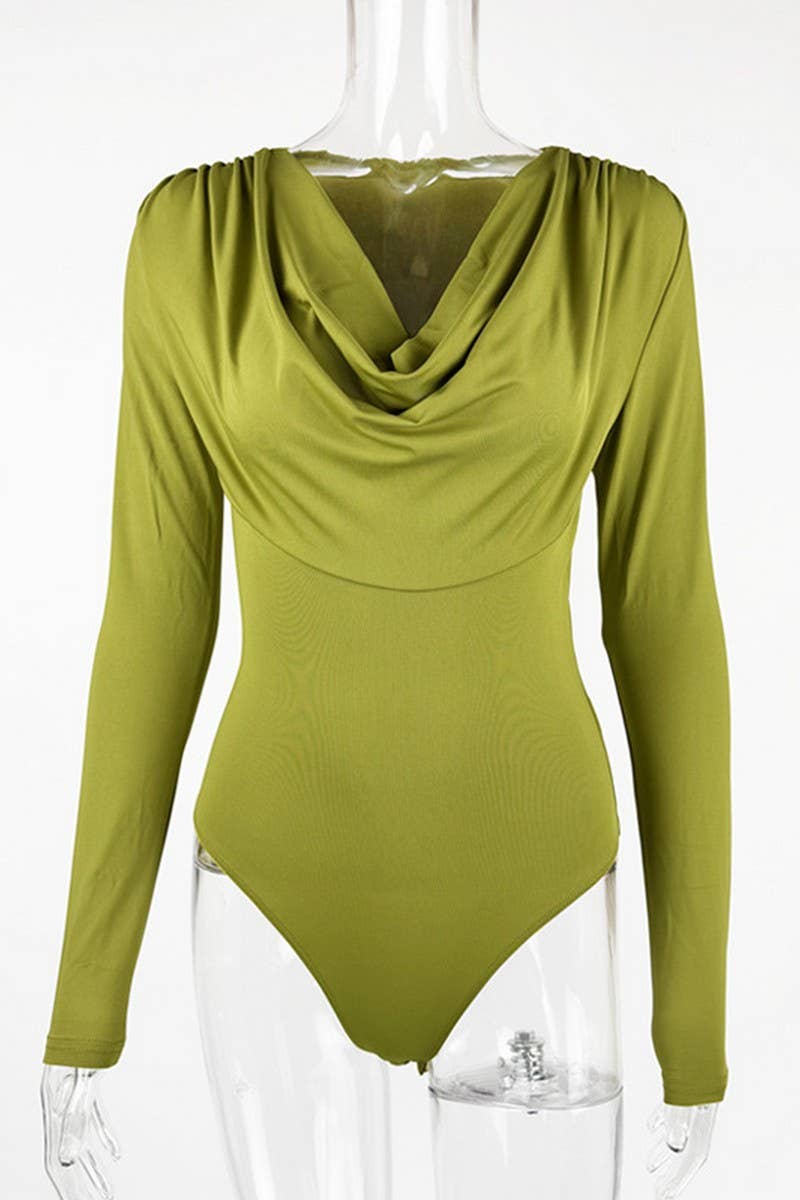 CWSBSL0158_SEXY RUCHED SCOOP NECK SLIM FIT BODYSUIT