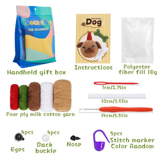 BASA DOG WOOL KNITTED DOLL CROCHET MATERIAL PACK_CWMM0806