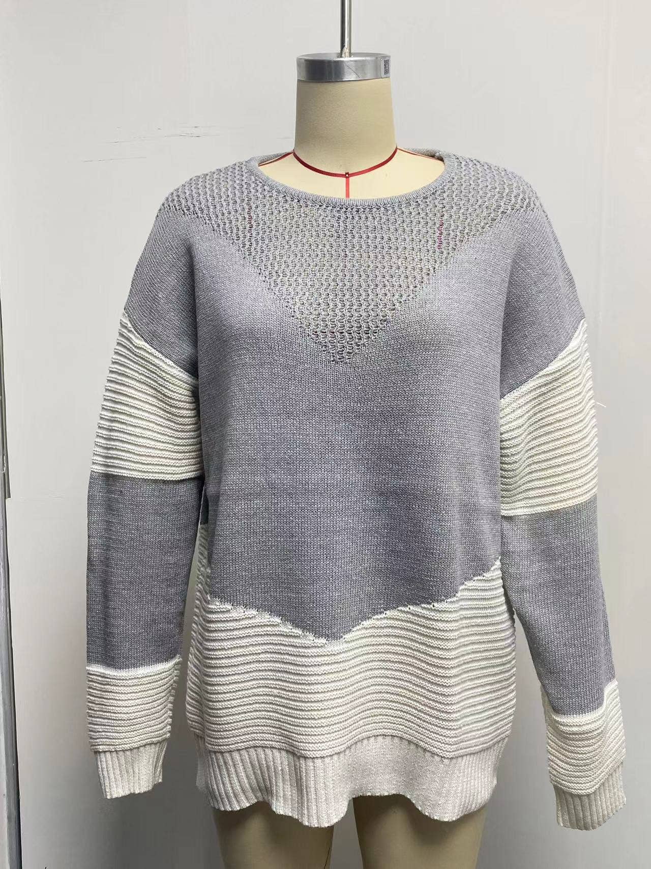 CREW-NECK COLOR MATCHING BASE PULLOVER SWEATER