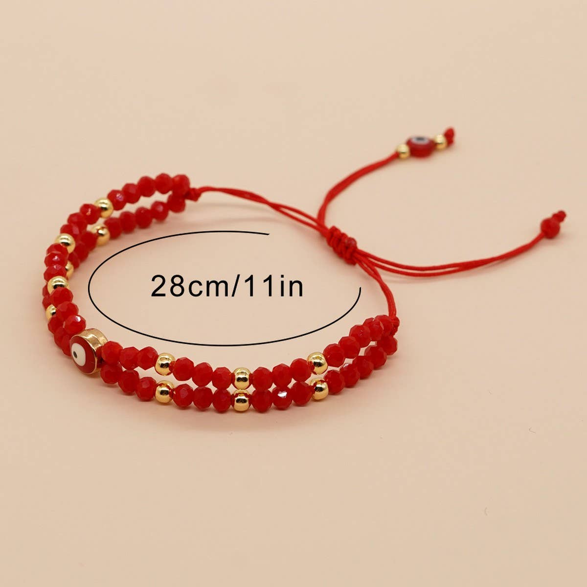 METAL COPPER BEAD RED FORTUNE BRAIDED BRACELET