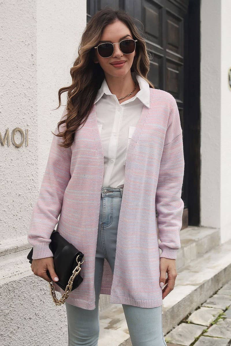 CWOCAL1261_OMBRE LONG KNIT CARDIGAN SWEATER