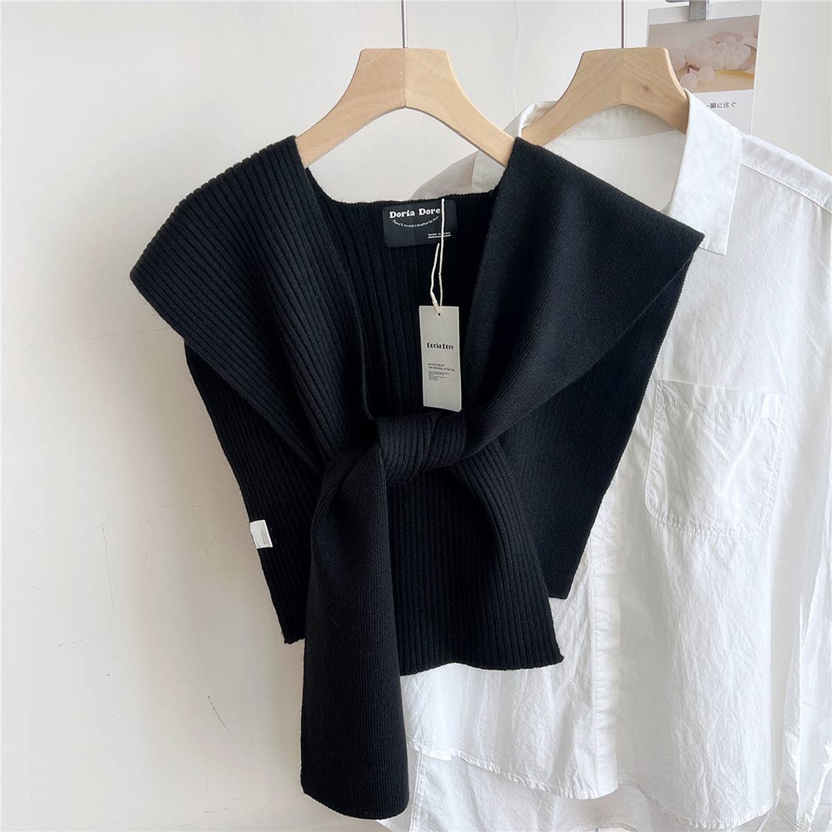 CWASC2383_KNITTED SHAWL KNOTTED SHIRT WOMEN'S SCARF