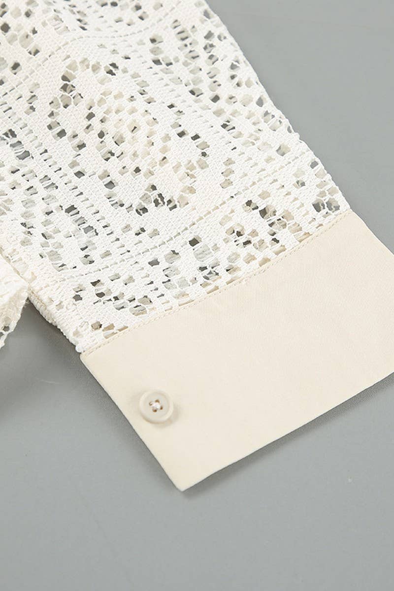 CWTBLL542_JACQUARD MICRO-SEE-THROUGH HOLLOW SHIRT